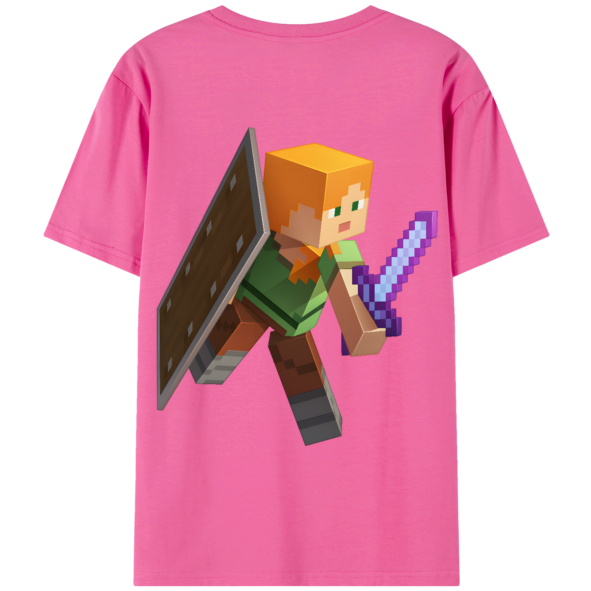 （画像用） マインクラフト ブロックの世界 Minecraft MC Block world レディース半袖Tシャツ(バックプリント)